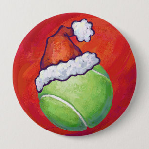 Tennis Ball Christmas 10 Cm Round Badge