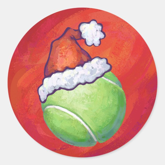 Tennis Ball Christmas Classic Round Sticker (Front)