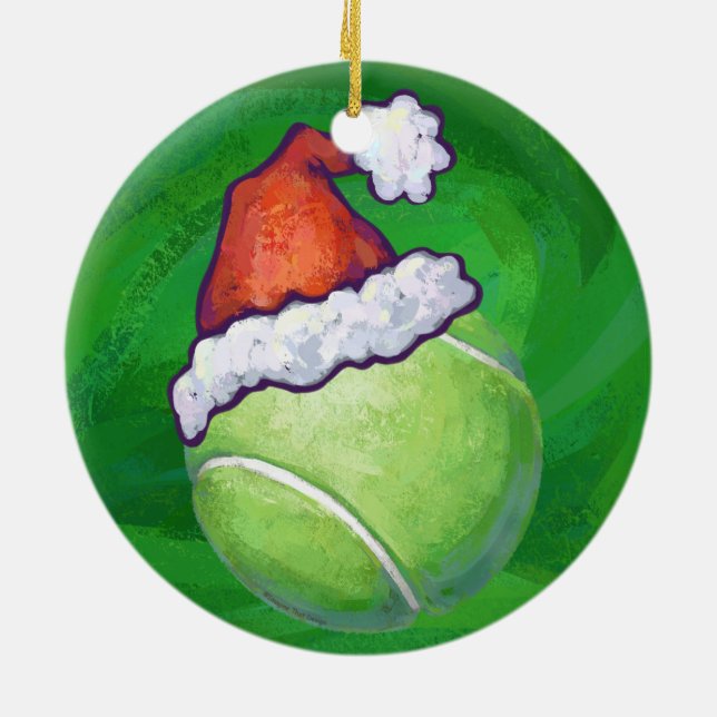 Tennis Ball Christmas Green Ceramic Tree Decoration (Back)