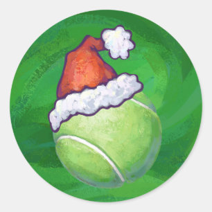 Tennis Ball Christmas Green Classic Round Sticker