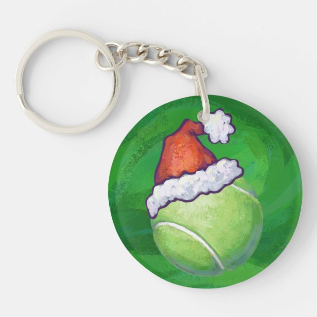 Tennis Ball Christmas Green Key Ring (Front)