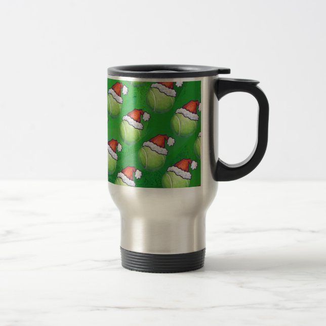 Tennis Ball Christmas Green Travel Mug (Right)