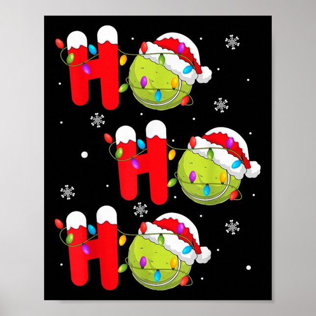 Tennis Ball Christmas Ho Ho Ho Santa Srts Player X Poster (Front)