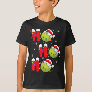 Tennis Ball Christmas Ho Ho Ho Santa Srts Player X T-Shirt