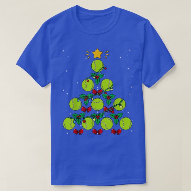 Tennis Ball Christmas Tree Racket Game Sport Nativ T-Shirt (Design Front)
