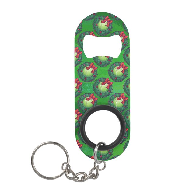 Tennis Ball Christmas Wreath Pattern on Green (Front)