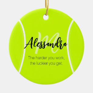 Tennis ball custom name & text ceramic tree decoration