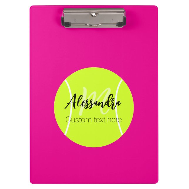 Tennis ball custom name & text clipboard (Front)