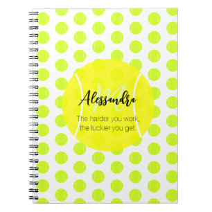 Tennis ball custom name & text notebook