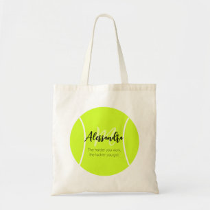 Tennis ball custom name & text tote bag