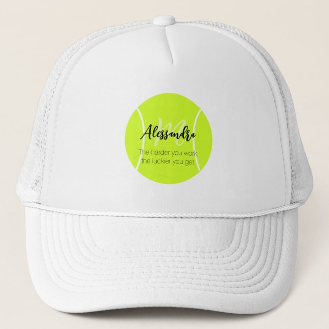 Tennis ball custom name & text trucker hat (Front)
