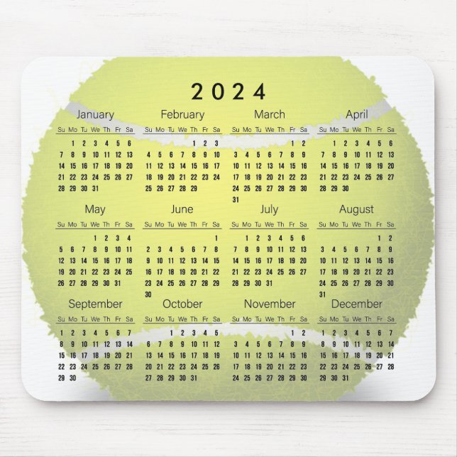 Tennis Ball Design 2024 Calendar Mousepad (Front)
