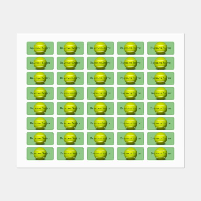 Tennis Ball Design Name Labels (Sheet)