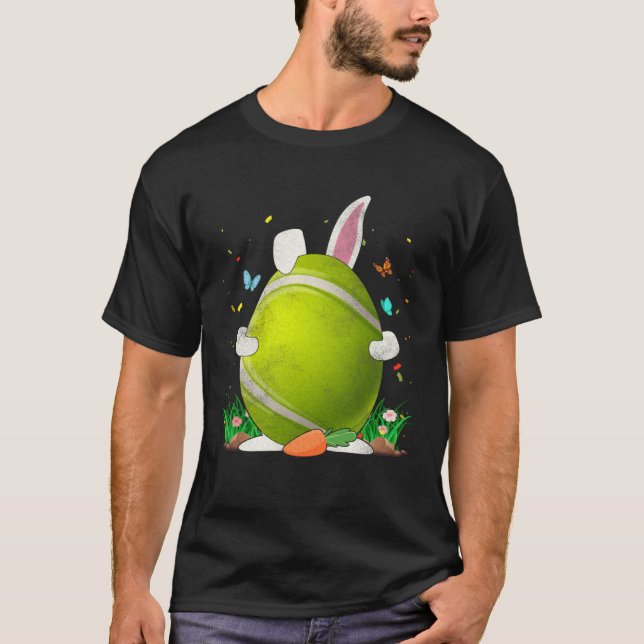 Tennis Ball Egg Bunny Ears Happy Easter Day Men Bo T-Shirt (Front)