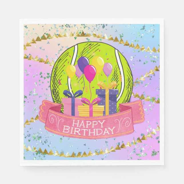 Tennis Ball for Tennis Player Birthday Party  Napkin (Front)