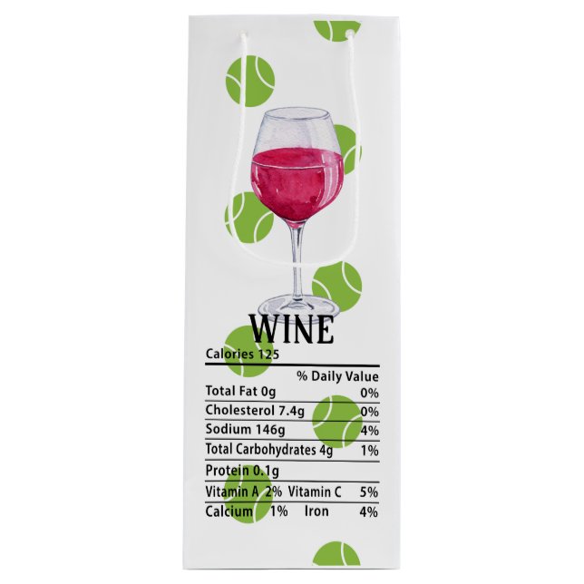 Tennis ball for wine lovers with nutrition wine gift bag (Front)