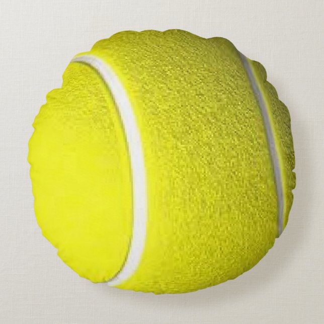 Tennis Ball Front Solid Yellow Back Round Cushion (Front)