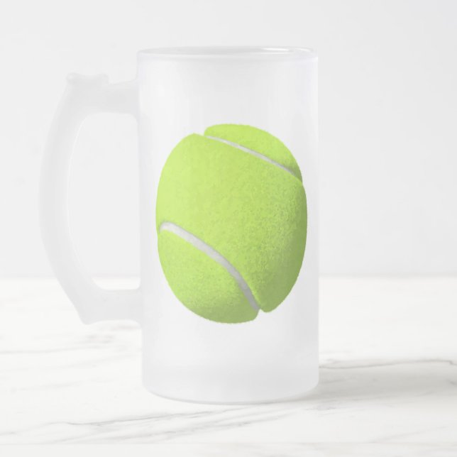 Tennis Ball Frosted Glass Beer Mug (Left)