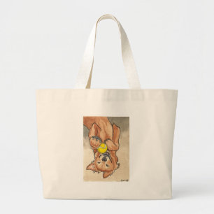 Tennis Ball Fun Golden Retriever Dog Art Large Tote Bag
