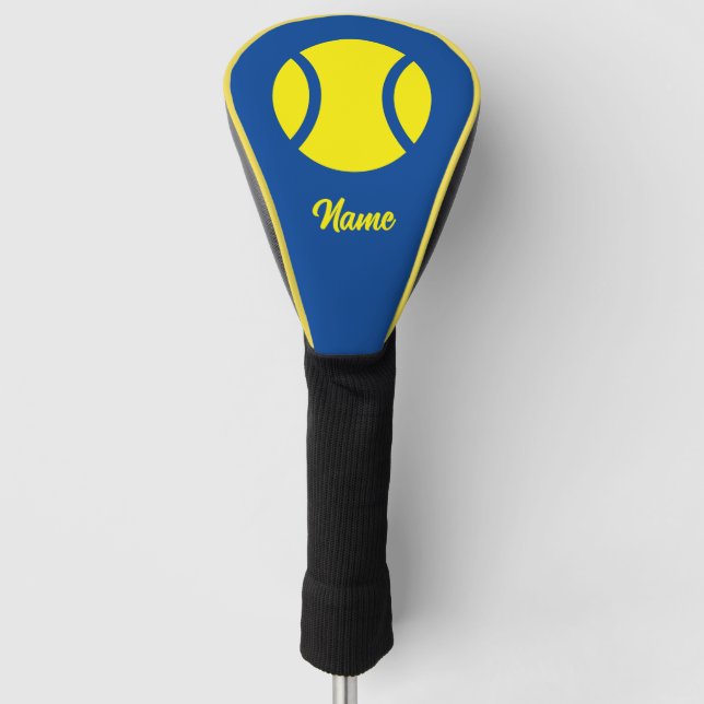 Tennis ball golf head cover with custom name (Front)