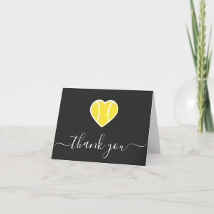 Tennis Ball Heart Coach Player Gratitude Elegant  Thank You Card