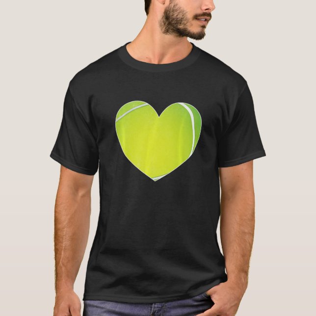 Tennis Ball Heart Valentine's Day For Tennis T-Shirt (Front)