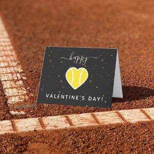 Tennis Ball Heart Valentine's Day Sparkly Sports Thank You Card