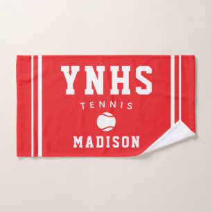 Tennis Ball Icon, Custom Name & School, Team Gift Hand Towel