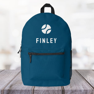 Tennis Ball Icon Motif Minimal Blue Printed Backpack