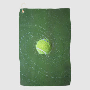 Tennis ball in the air Poster design Golf Towels
