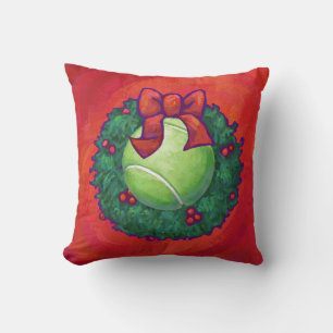 Tennis Ball in Wreath on Red Cushion