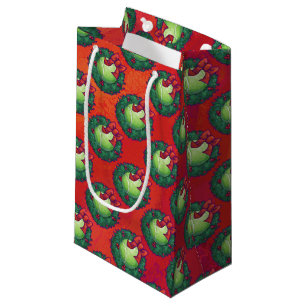 Tennis Ball in Wreath on Red Small Gift Bag
