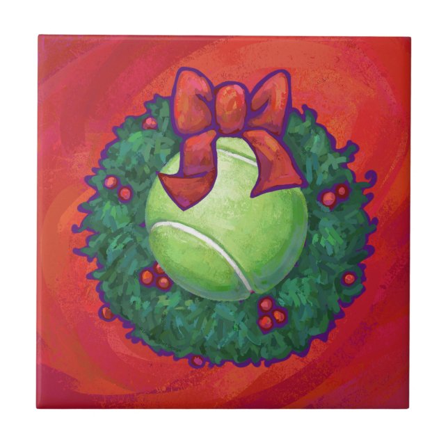 Tennis Ball in Wreath on Red Tile (Front)