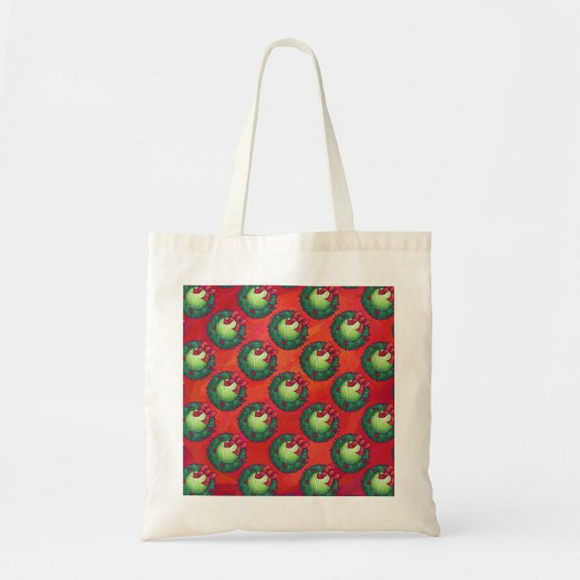 Tennis Ball in Wreath on Red Tote Bag (Front)
