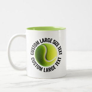 Tennis Ball & Large Text LIME GREEN 11oz Custom Two-Tone Coffee Mug