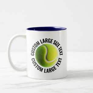 Tennis Ball & Large Text NAVY BLUE 11oz Custom Two-Tone Coffee Mug