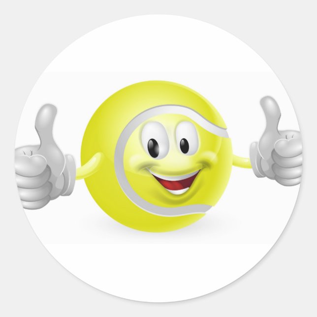 Tennis Ball Mascot Classic Round Sticker (Front)
