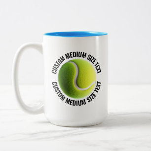 Tennis Ball & Medium Text LIGHT BLUE 15oz Custom Two-Tone Coffee Mug