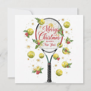 Tennis Ball Merry Christmas Holiday Card