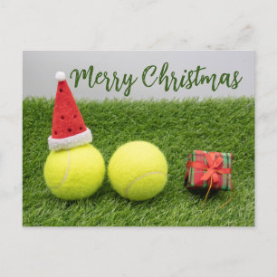 Tennis ball Merry Christmas Holiday    Postcard