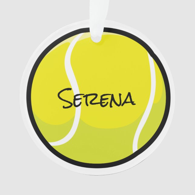 Tennis Ball NAME Yellow White Sports  Ornament (Front)