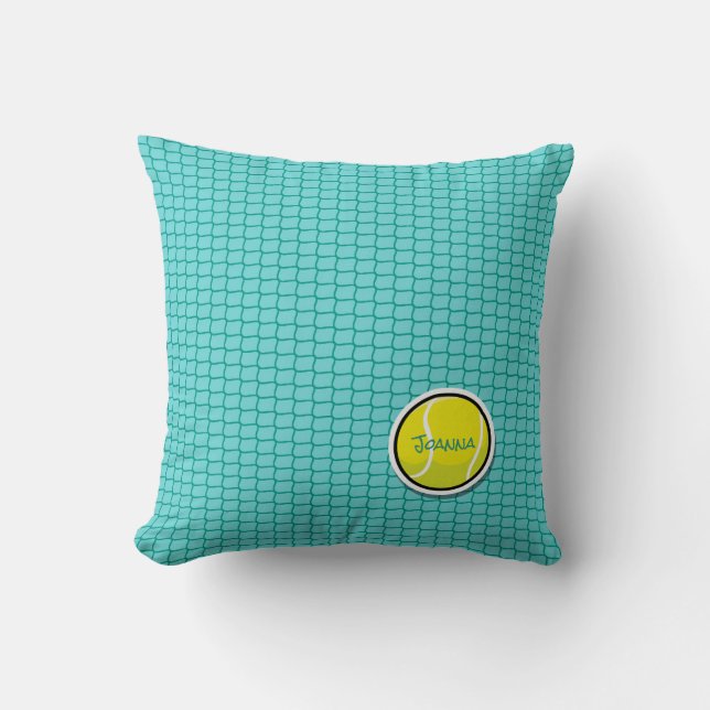 Tennis Ball Net Yellow Blue White Fan Home Decor Cushion (Front)