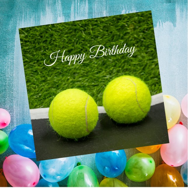 Tennis ball on green grass Birthday Card (Creator Uploaded)