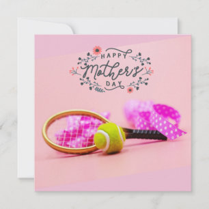 Tennis ball on pink for Tennis Mum Mother's Day    Card