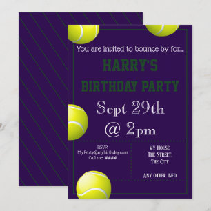 Tennis Ball Party Invitation Editable