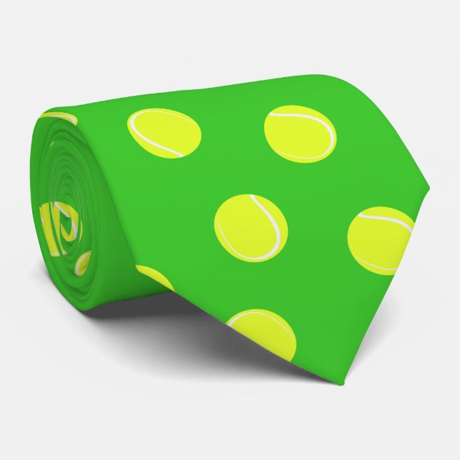 Tennis Ball Pattern on Green Tie (Rolled)