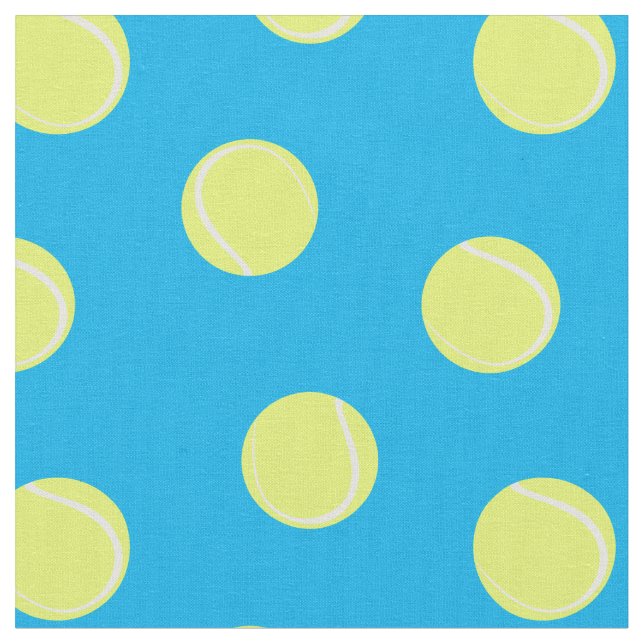 Tennis Ball Pattern on Sky Blue Fabric (Close Up)