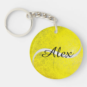 Tennis ball personalised name key ring