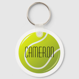 Tennis ball personalised name key ring