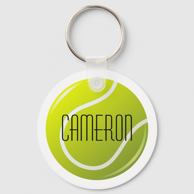 Tennis ball personalised name key ring (Front)